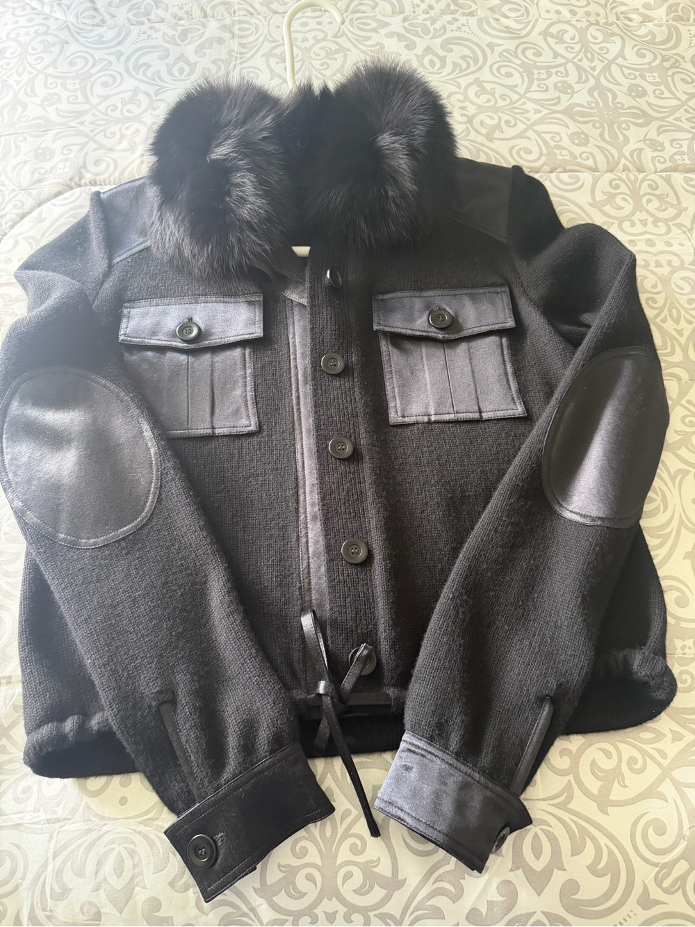 Valentino Knit Trim Sweater With Fur Collar - Picture 2 of 13